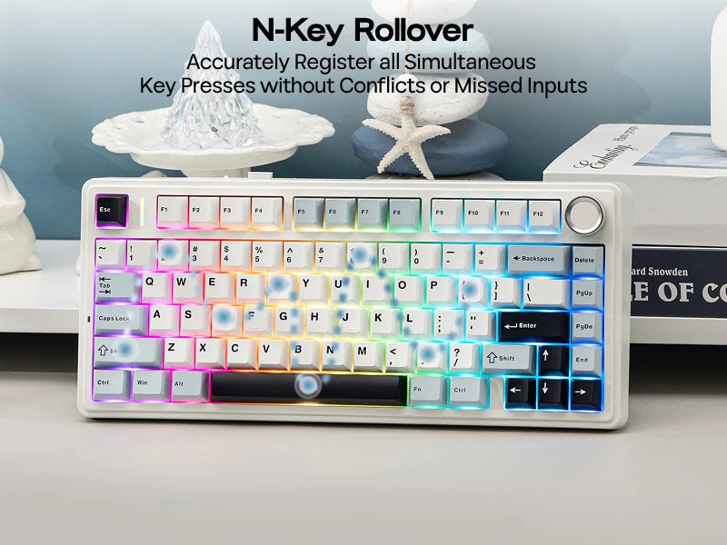 EPOMAKER x AULA F75 75% ANSI Hot-Swap Gasket Bluetooth 5.0/2.4G Wireless/Wired Mechanical Keyboard PBT Keycaps for Mac/Win