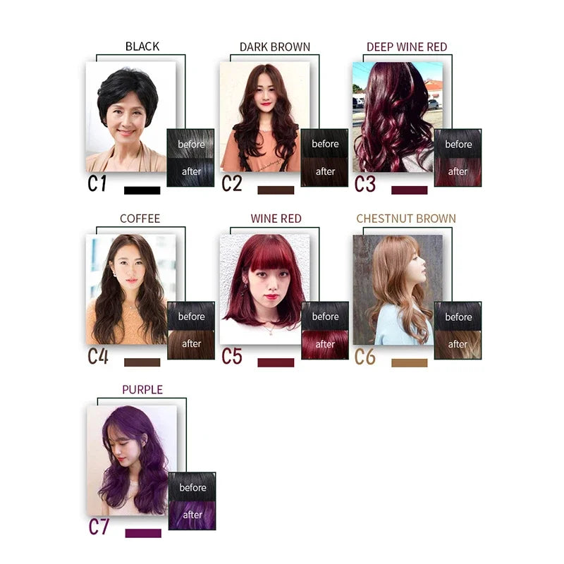 Black Hair Dye Shampoo 3 In 1 Quick Instant Coloring Shampoo Gray White Cover Natural Plant Fast Dye Long Lasting Dye Shampoo
