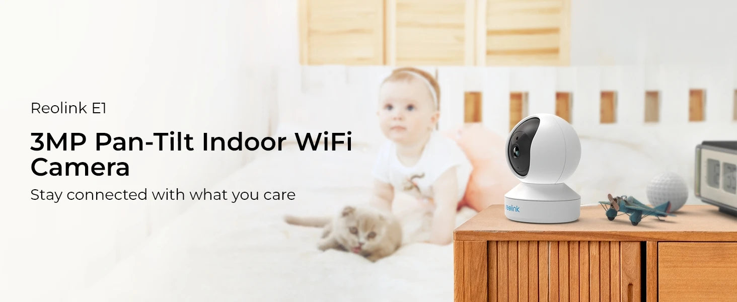 REOLINK 5MP WiFi Security Camera Person/Pet/Crying Detection Indoor Baby Monitor 2 Way Audio PT Auto Tracking IP Camera E1-Pro