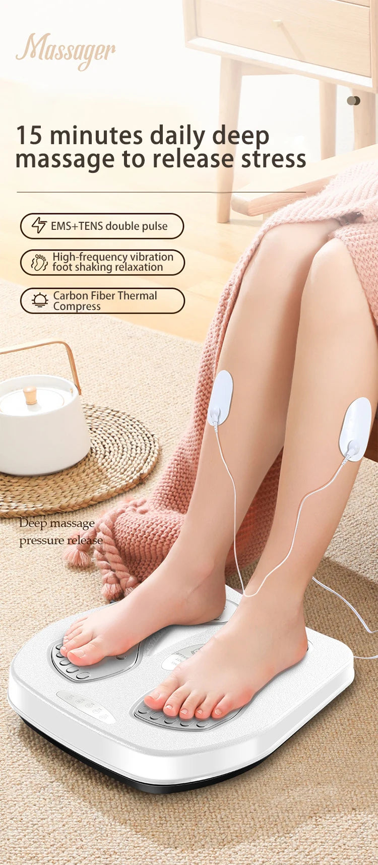 Vibration Foot Massager with Heat and Remote | Tidesmit Wellness Tool Relaxation Treatment Tidesmit