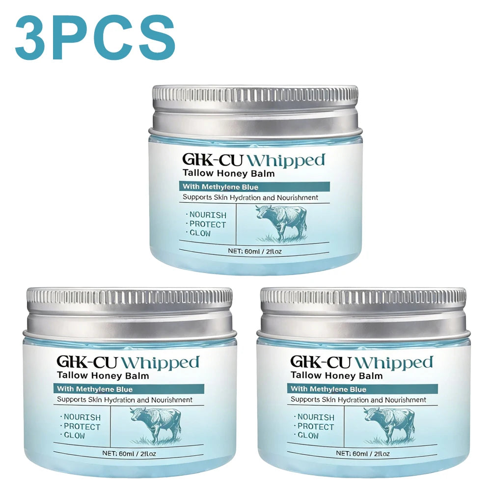1/2/3PCS Copper Peptides GHK-Cu Beef Tallow for Skin, Blue Balm Manuka Honey & Vitamin E, Natural Face Moisturizer, Skincare