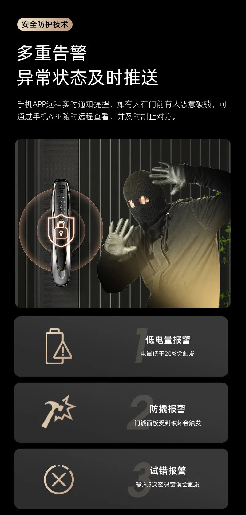 Smart lock with surveillance camera fingerprint facial recognition password door lock