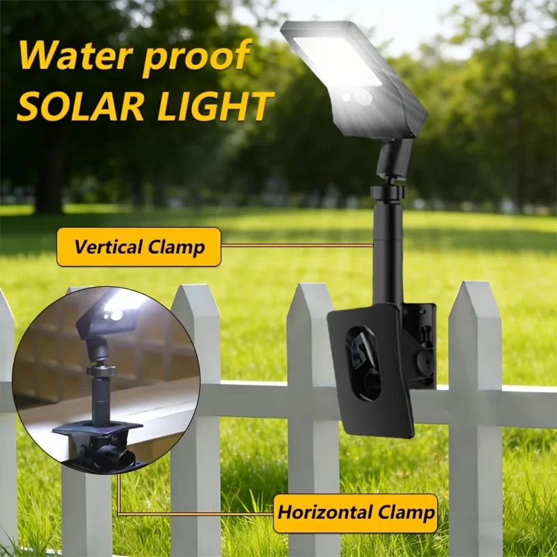 2-Pack Clip-On 60LED Solar Lights, 2 Adjustable Installation Modes, Solar Powered No Wiring Needed, 1500Mah Battery, Motion Sensor Auto On, for Yard, Fence, Balcony, Railing & Garage Lighting, Perfect Gift for Housewarming &