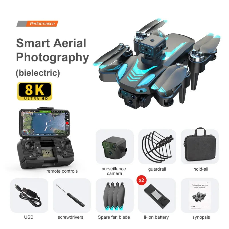 Foldable Camera Drone with Obstacle Avoidance - Tidesmit 4K Series Blue-Dual C-8K-1B Tidesmit