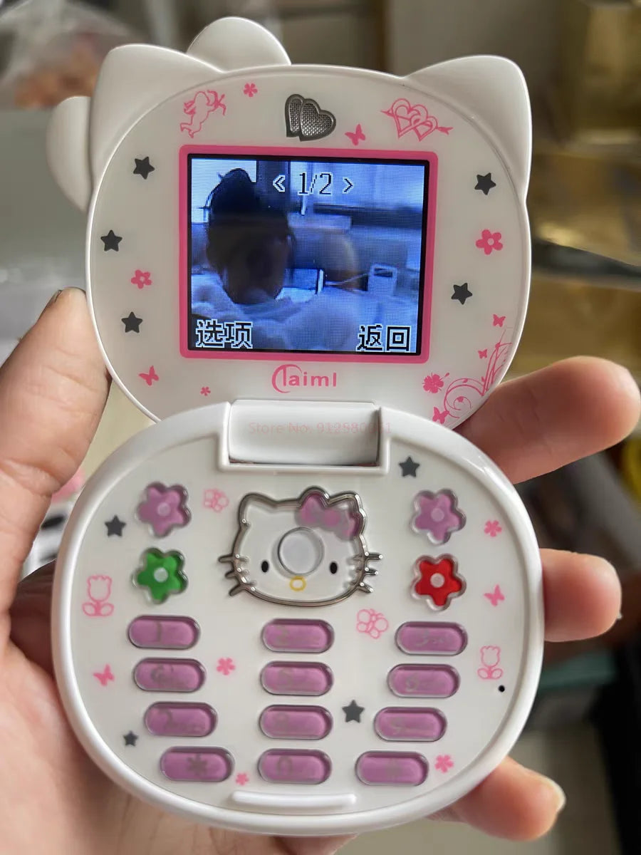 2024 Sanrio Hello Kitty Flip Phone Kawaii K688 Cartoon Taiml Cute Mini Phone Birthday Fashion Gift Toys Christmas For Anime Fans