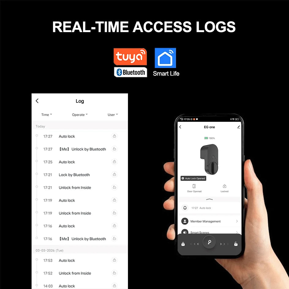 New RAYKUBE EG One Tuya BLE Smart Lock + Wireless Fingerprint and PIN Pad FP01 Bundle – Drill-free, Easy Installation