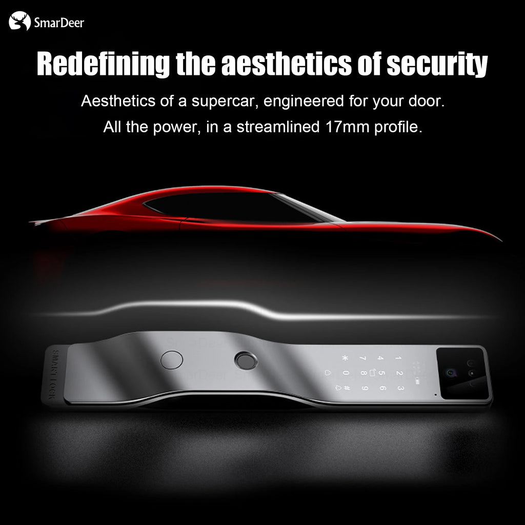 3D Facial Recognition Smart Door Lock with Video Doorbell Camera, Tuya WiFi Fingerprint Password Keyless Security Lock