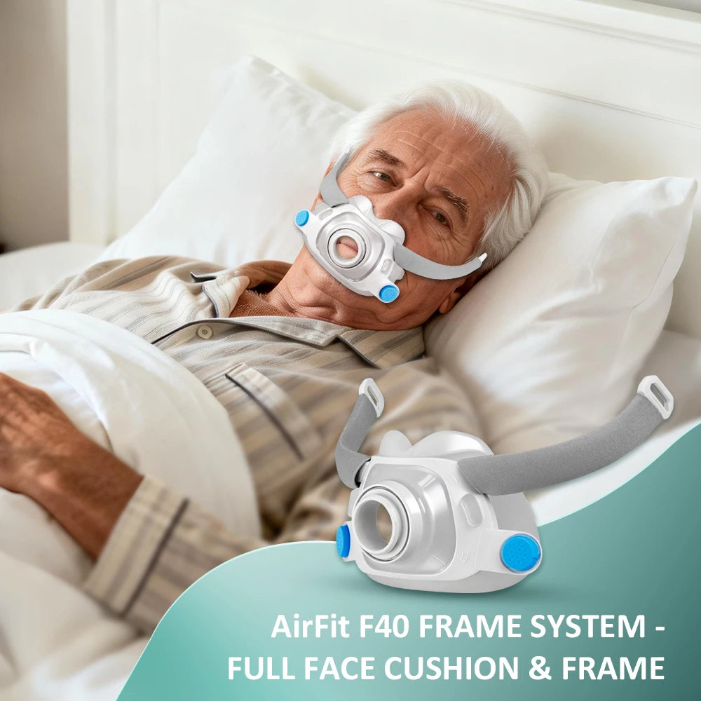 Face CPAP Mask & Frame Compatible with AirFit F40 Auto CPAP BiPAP Respirator Device Accessories Sleep Aid Apnea Anti Snoring