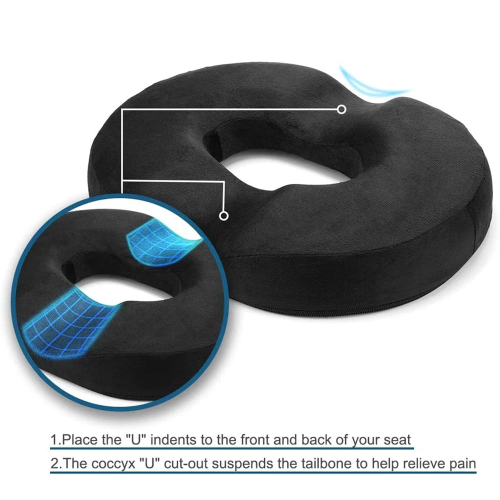 Donut Pillow Seat Cushion - Memory Foam for Tailbone Pain Relief (Garnet) Massage Cushion Tidesmit