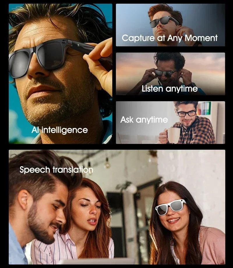 AI Smart Glasses with 8K Camera & Bluetooth Audio - Tidesmit Tidesmit