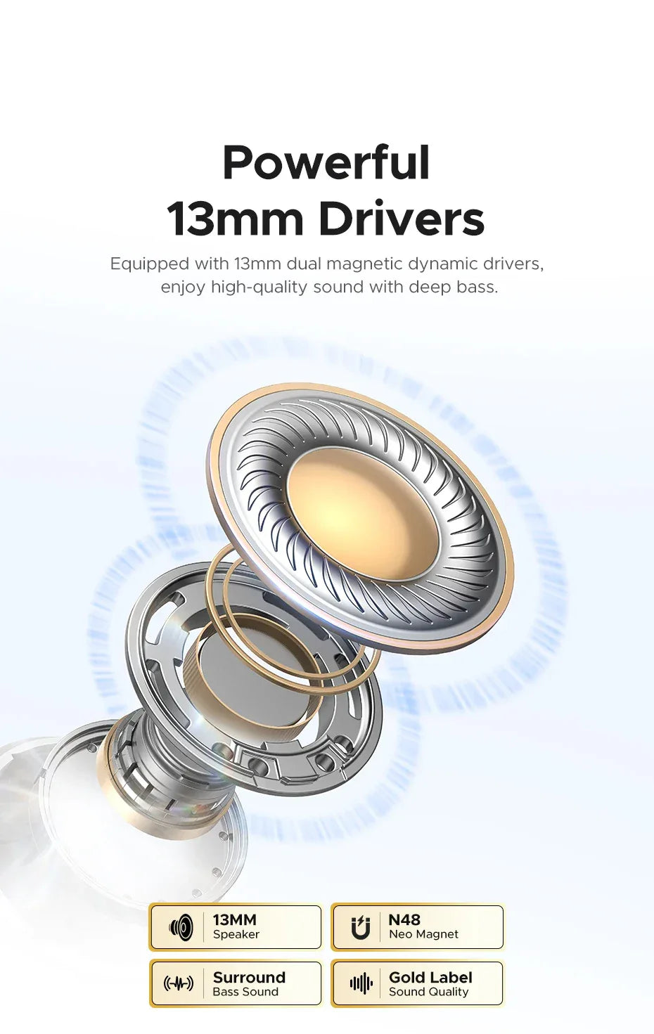 Wireless Bluetooth Earbuds, 35H Playtime ANC In-Ear | Tidesmit Tidesmit