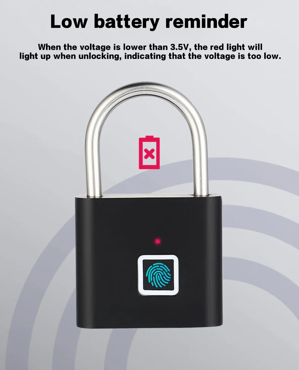 CDOK P2 Fingerprint Padlock, Built-in Rechargeable Battery, Outdoor Waterproof, Easy to Use