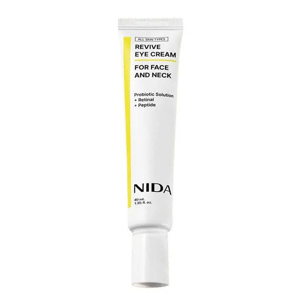 Revive eye cream tube for face and neck, white with yellow label