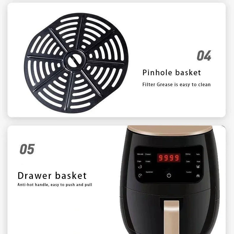 Large Capacity Smart Electric Air Fryer for French Fries Household Multifunctional Plastic Machine Wholesale