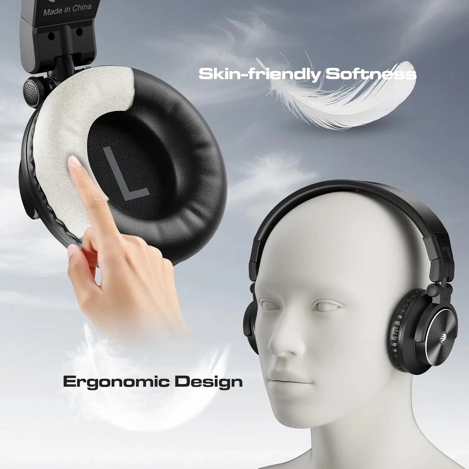 Studio Headphones - Over-Ear Professional Audio Monitoring (Black) Tidesmit