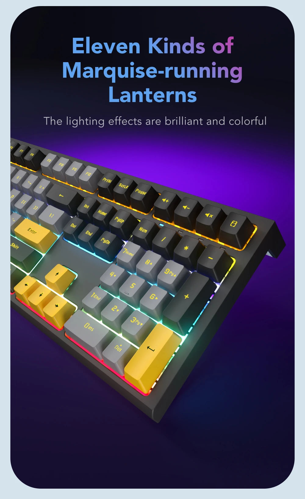 108-Key Wired Mechanical Gaming Keyboard | LED Backlit | Low Latency Anti-Ghosting | Dedicated Gaming Chip | for PC/Mac Gamer