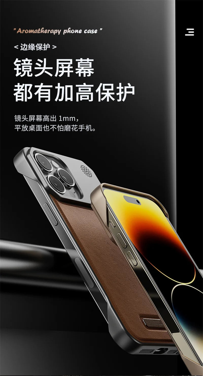Magnetic Leather Aromatherapy Phone Case for iPhone 16 Pro - Slim Fit Tidesmit