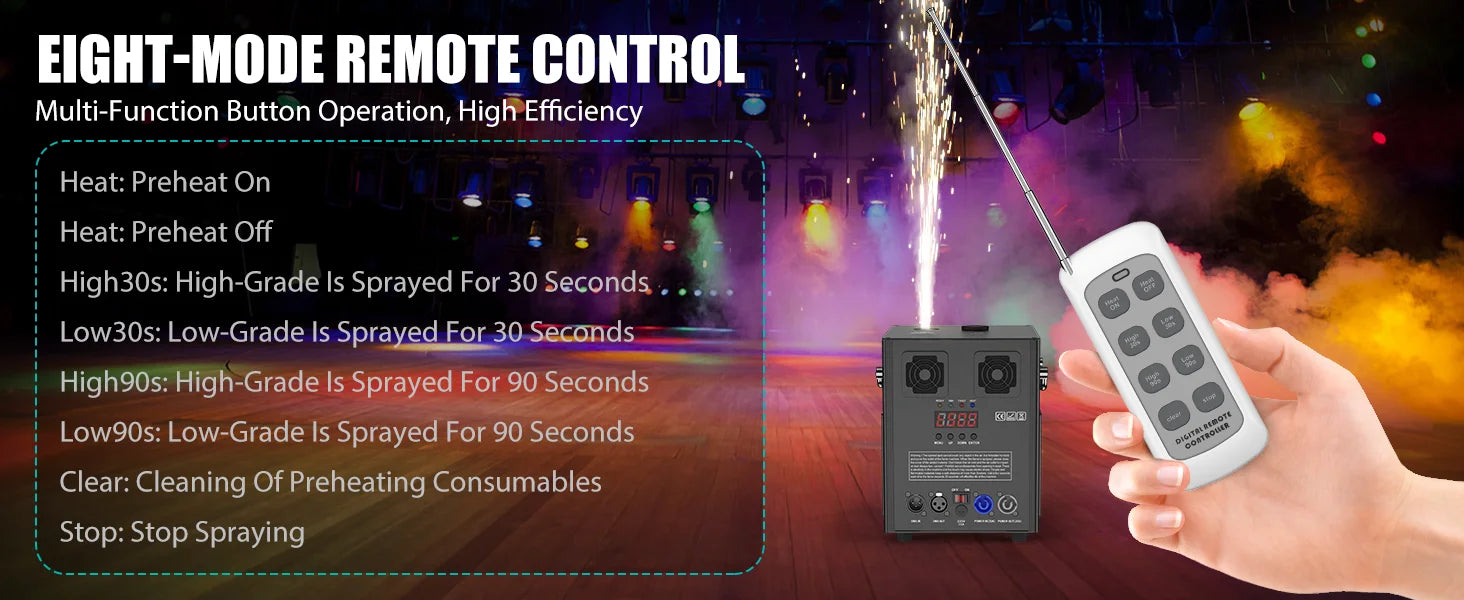 U'King 700W Cold Sparks Machine Indoor/Outdoor Electronic Flower Spraying Machine Fire-work Machine for Wedding Show Party