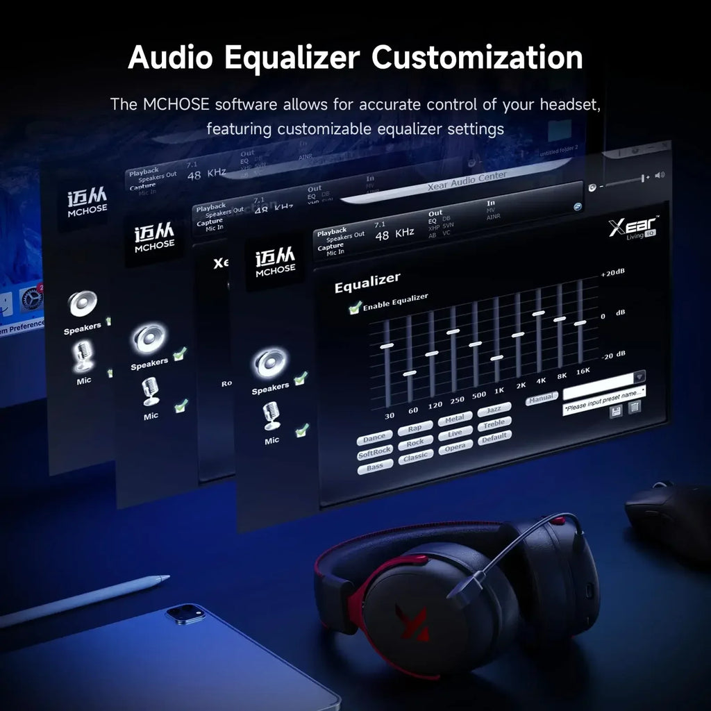MCHOSE Wireless Gaming Headset Surround Sound Noise Canceling Tidesmit Tidesmit