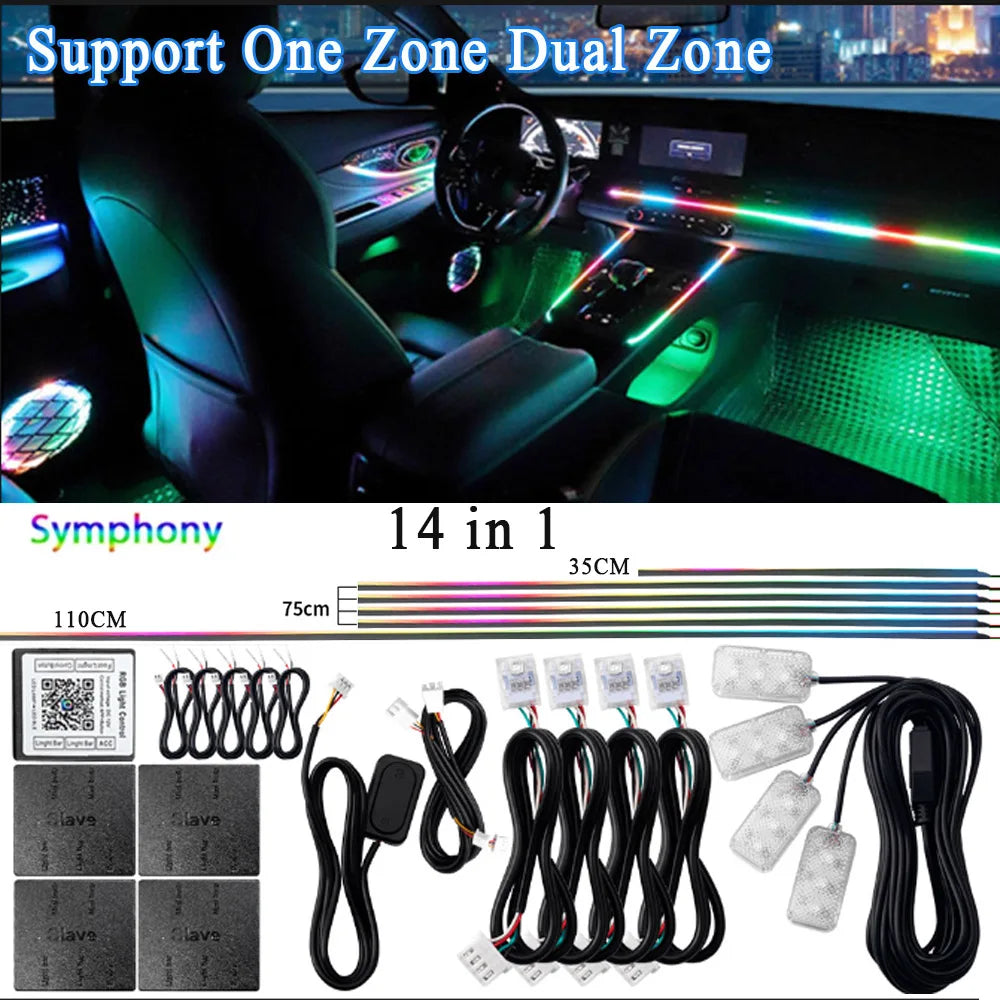 Car Ambient Lighting RGB LED Symphony Atmosphere Lamp by Tidesmit 14 in 1 Symphony B Tidesmit