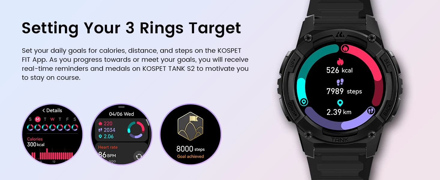 KOSPET TANK S2 GPS Smart Watch For Women Compass Altimeter Barometer Bluetooth Call AI Voice AMOLED IP69K Waterproof Smartwatch