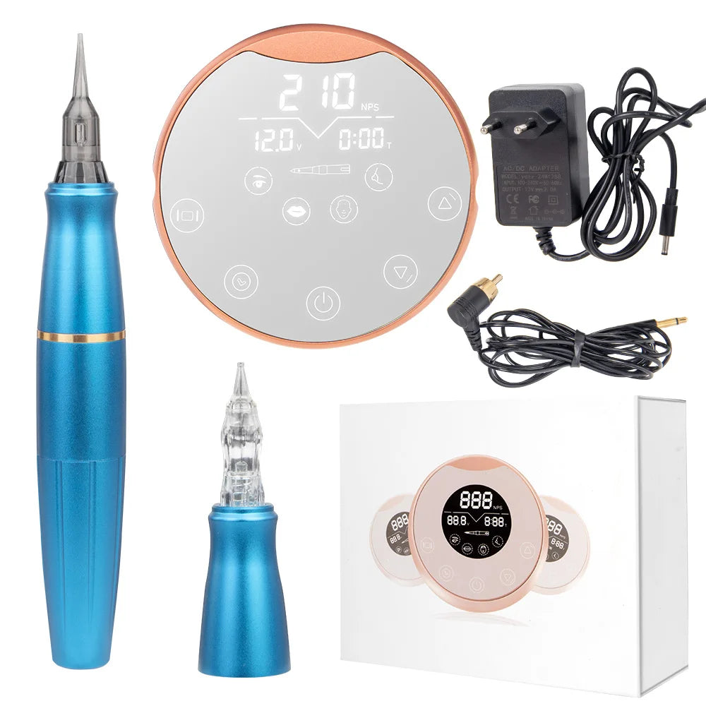 PMU Machine Kit for Professional Eyebrow & Lip Microblading - Tidesmit Permanent Makeup Machines Blue Tidesmit
