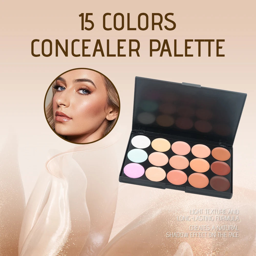 Tidesmit 15 color multifunction concealer palette showing creamy waterproof texture for covering acne and dark circles
