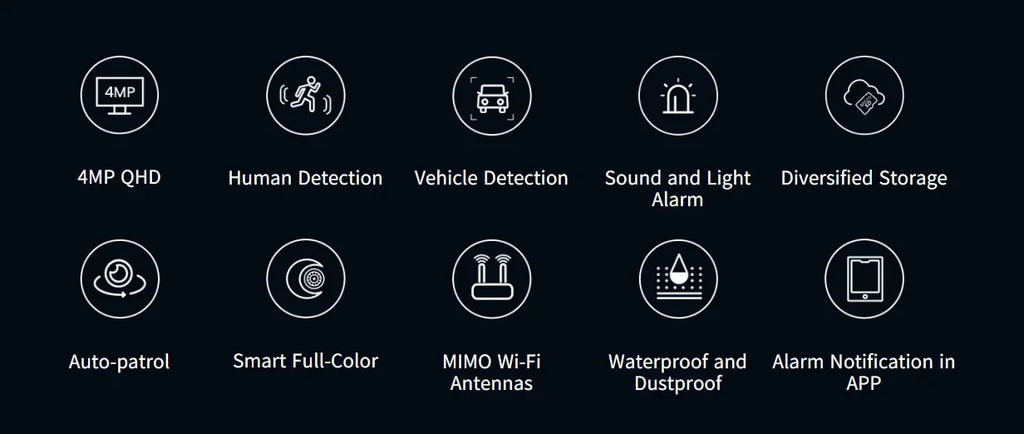 Tenda 4MP Outdoor Wi-Fi Pan/Tilt Camera CH7-WCA Full-Color 360° visual coverage Night Vision AI Motion Detection Smart Alarm