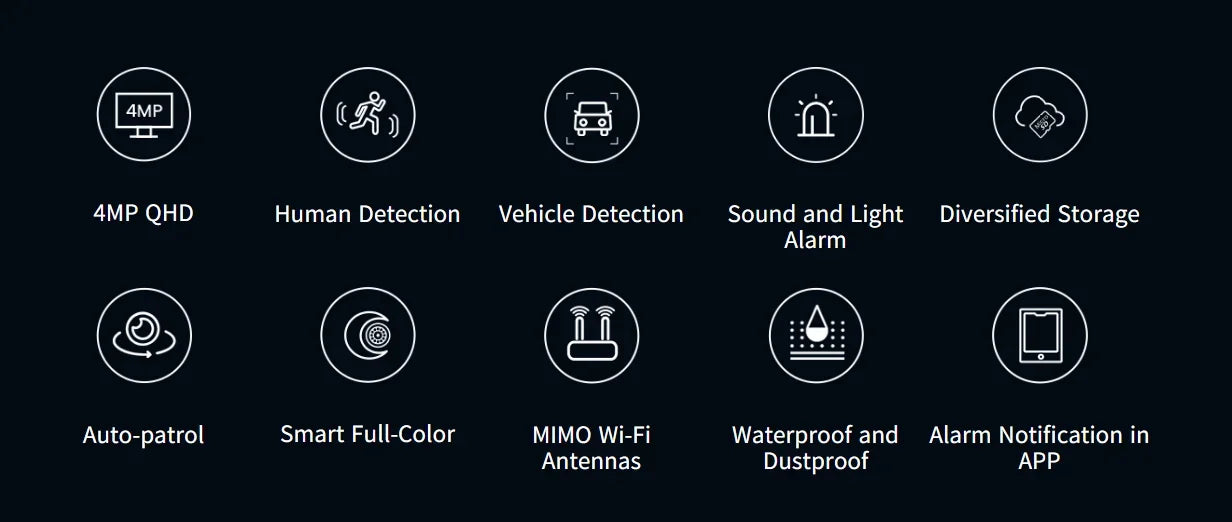 Tenda 4MP Outdoor Wi-Fi Pan/Tilt Camera CH7-WCA Full-Color 360° visual coverage Night Vision AI Motion Detection Smart Alarm