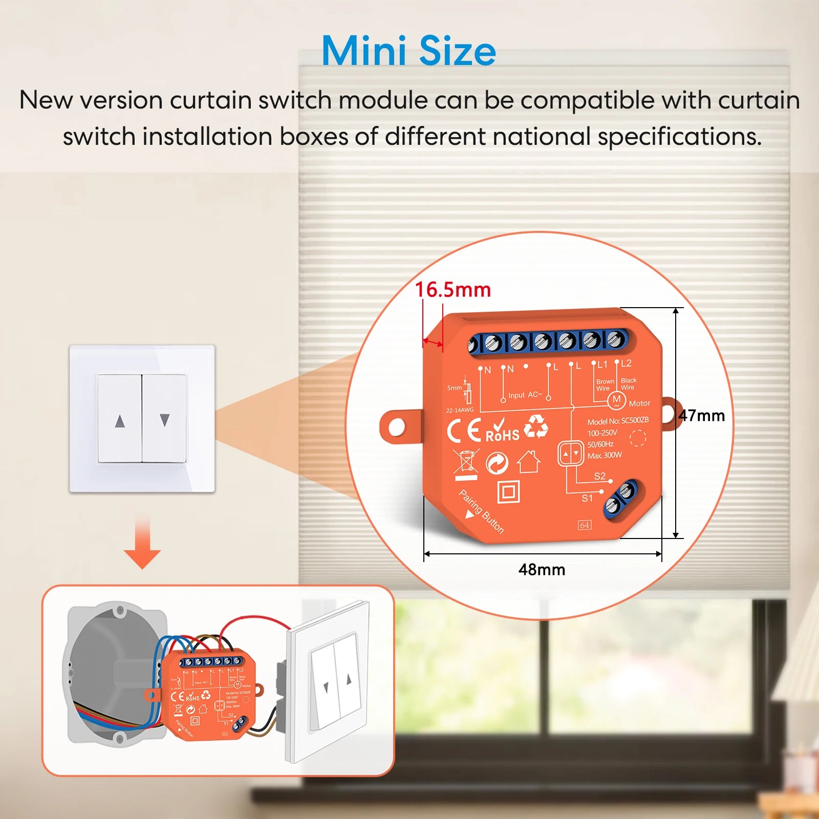 Zigbee Roller Shutter Switch Module - Precision Percentage Control Tidesmit