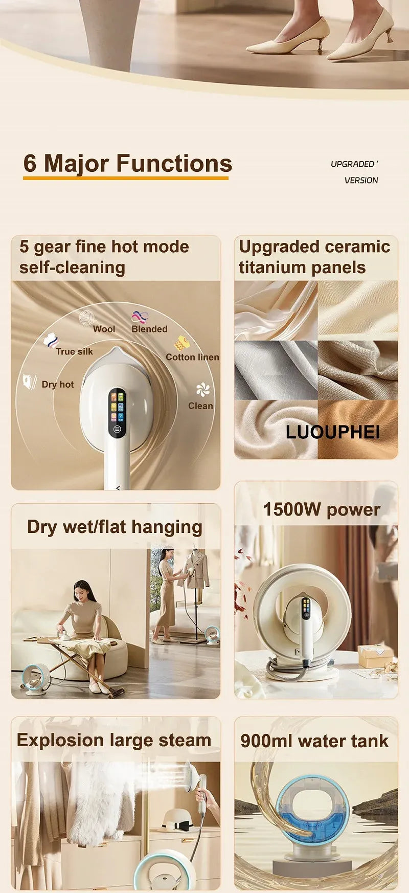 Dobleuno L9 1500W Handheld Pressurized Steam Iron