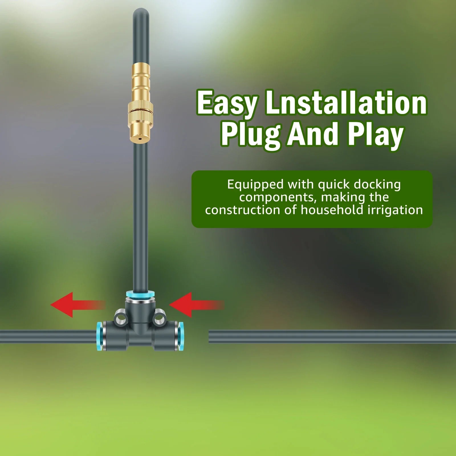 30M 1/4inch Drip Irrigation System Garden Automatic Watering Kit with 360° Adjustable Copper Nozzles for Greenhouse Lawn