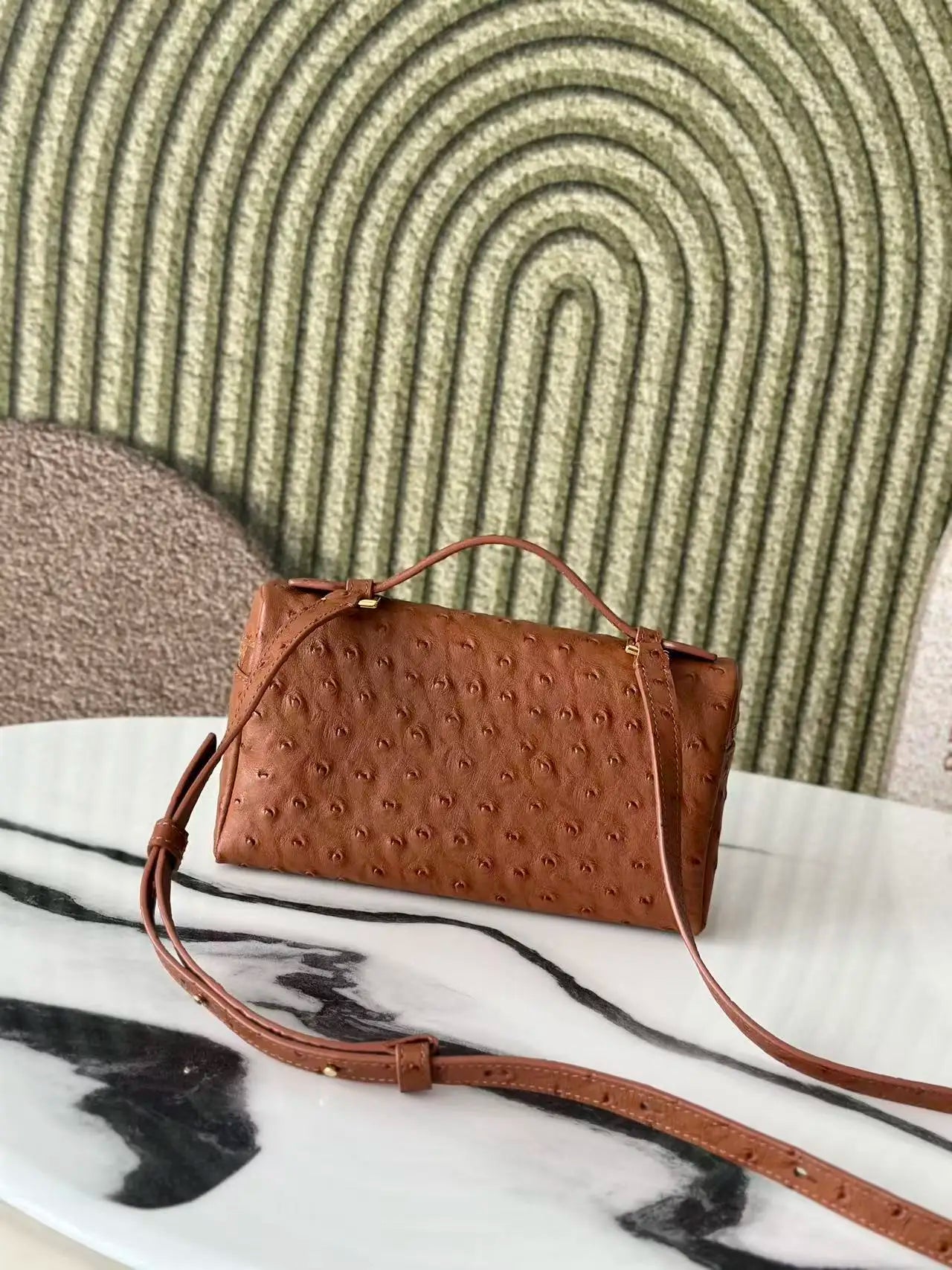 Classic Women's Handbag, Shoulder Bag, Cosmetic Bag, Ostrich Look, Quality Choice