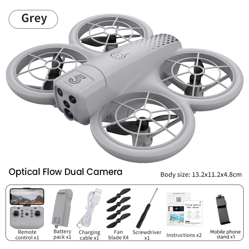 Camera Drone with Dual FPV Lens - Foldable Beginner RC Quadcopter gray camera Tidesmit