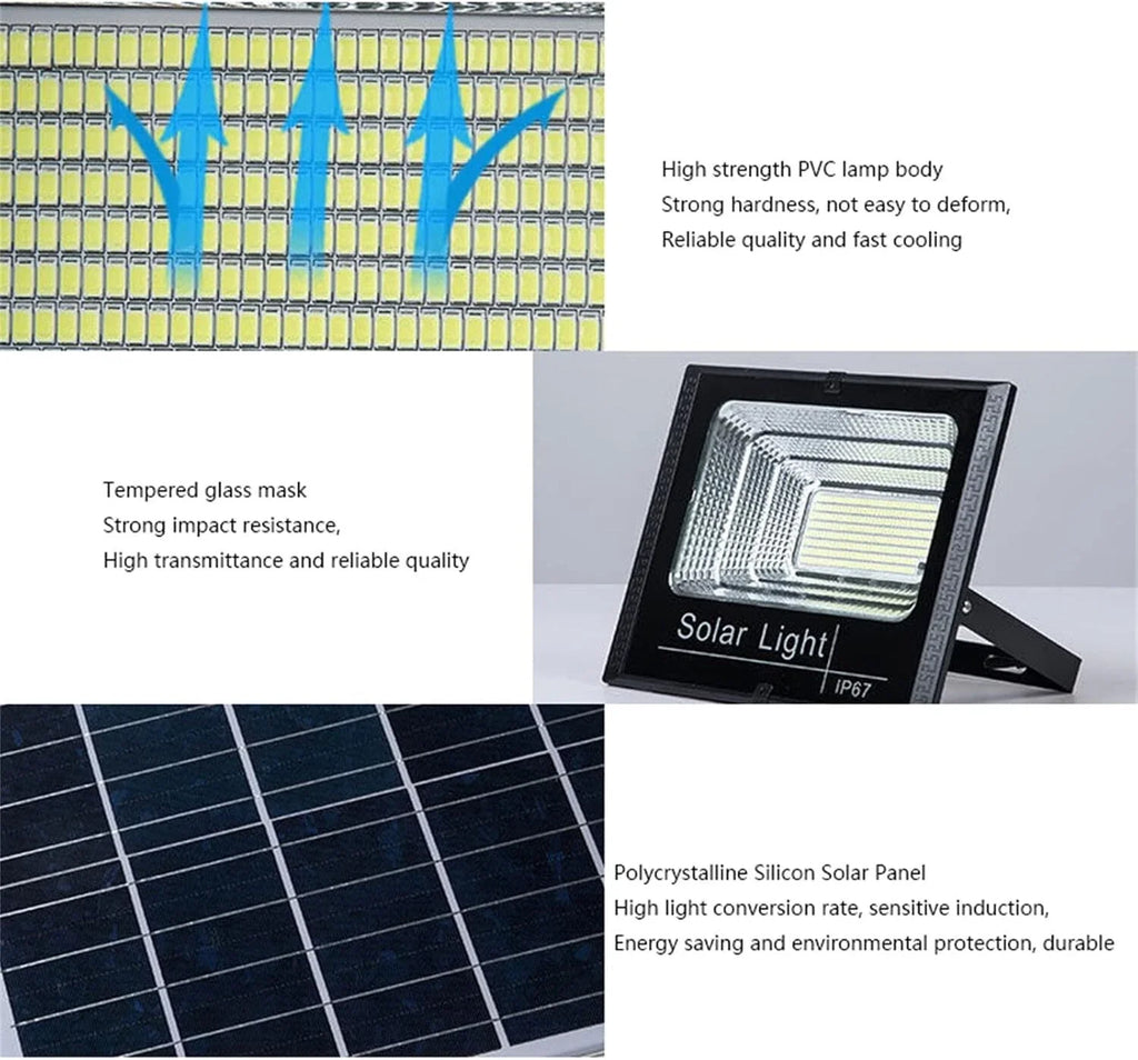 LED Solar Light Flood Lights Outdoor Solar Reflector Spotlights 65W With Remote Control For Garden Street