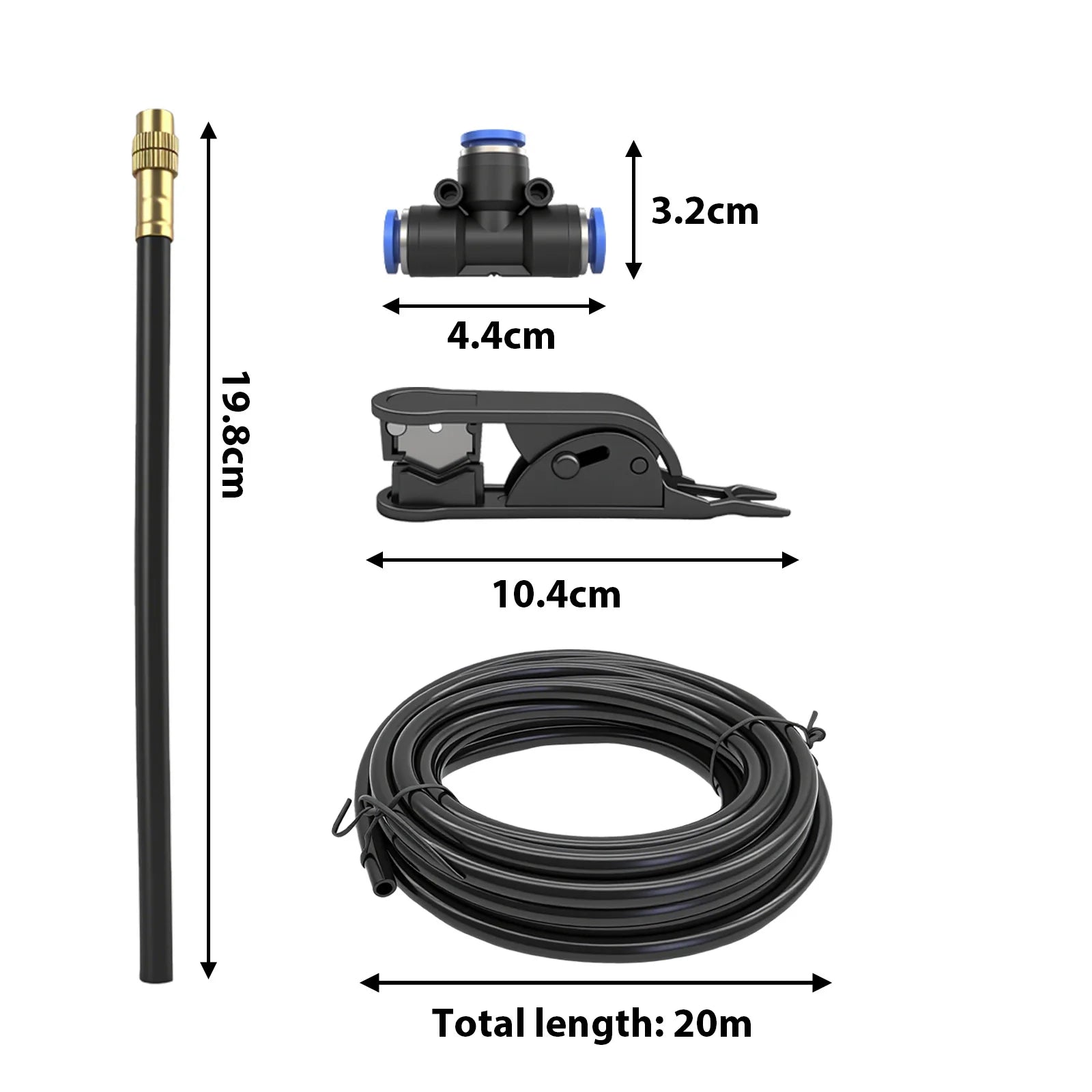 20M DIY Drip Irrigation System Kit, 360° Adjustable Copper Spray Nozzles Garden Watering Set with Pipe Cutter, Clips, Cable Ties, Adapters for Vegetable Garden, Potted Plants, Greenhouse