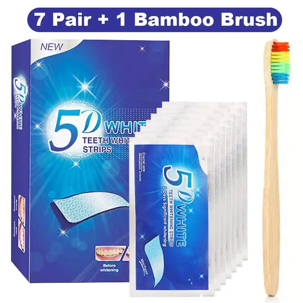 Teeth Whitening Strips for Coffee Stains - Effective Professional Grade Permanent Makeup Machines 7 Pair 1Bamboo Brush
