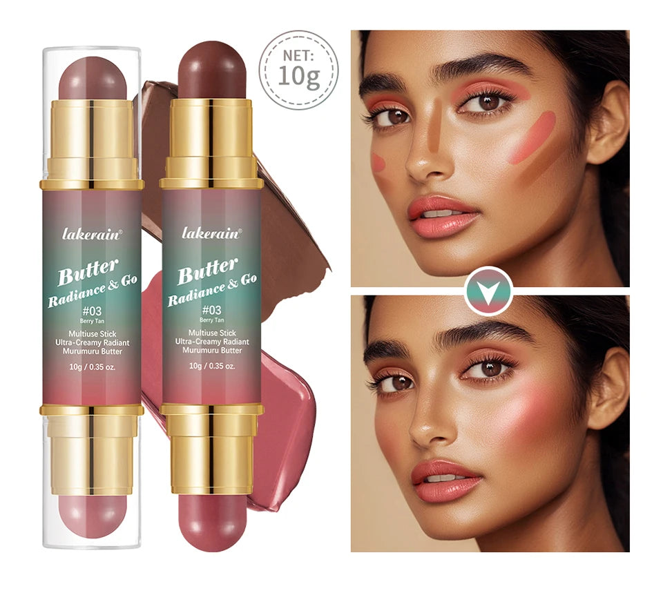 Tidesmit Double-Headed Bronzer Blush Stick for cheeks and lips in creamy butter glow and matte finish