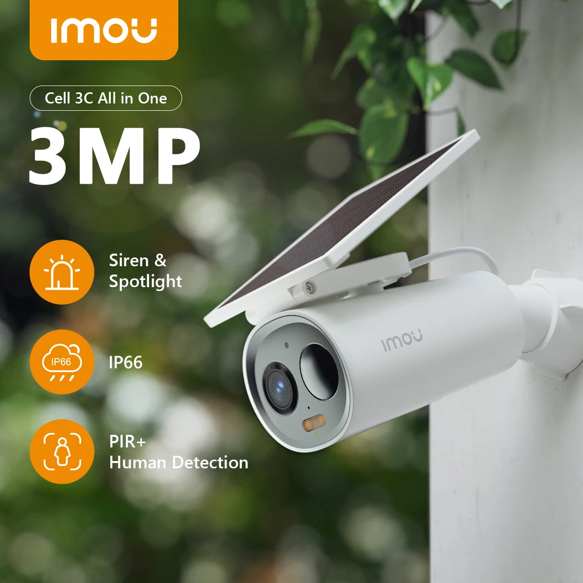 IMOU Cell 3C All In One Kit with Solar panel Rechargeable Camera Wi-Fi Outdoor Surveillance Cameras PIR Human Detection IP65