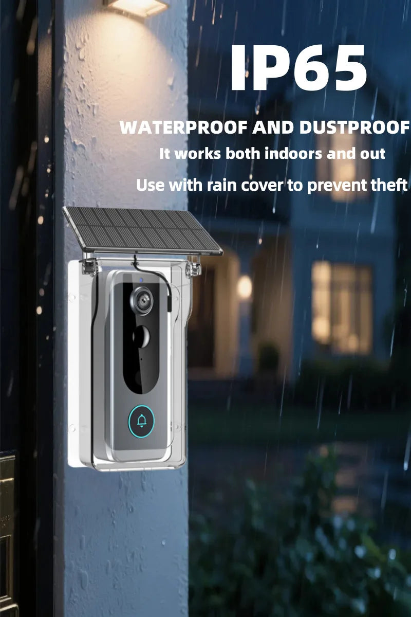 Tuya Doorbell with Solar Rain Cover Camera Wireless Video Doorbell Wifi PIR Human Body Sensing Outdoor Door Bell Video Intercom