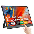 Anmite 15.6-Inch Portable Touch Monitor Non-touch Optional 1080P HDR 16:9 For XBox PS4 / 5 Switch Cell Phone PC Loptop Extensio