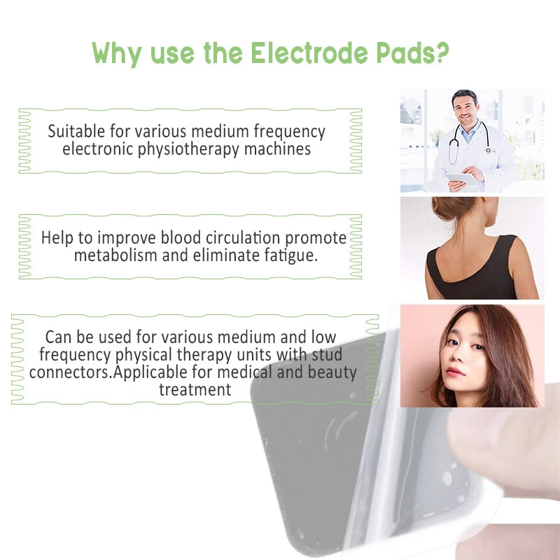 TENS Unit Electrode Pads: Reusable Muscle Stimulator Gel Sets Back Massage Instrument Tidesmit