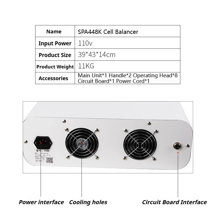 Back panel of 448KHz Tecar RF device showing power input, cooling fans, and electrode circuit interface for beauty use.