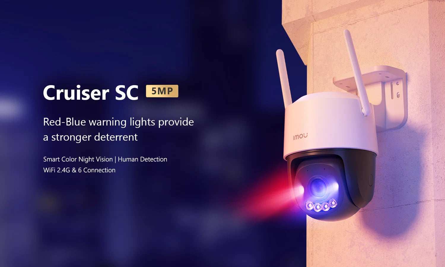 IMOU Cruiser SC 3MP WiFi Camera Red-Blue Warning Lights Outdoor Security Camera Full-Color Night Vision AI Human Detection IP66