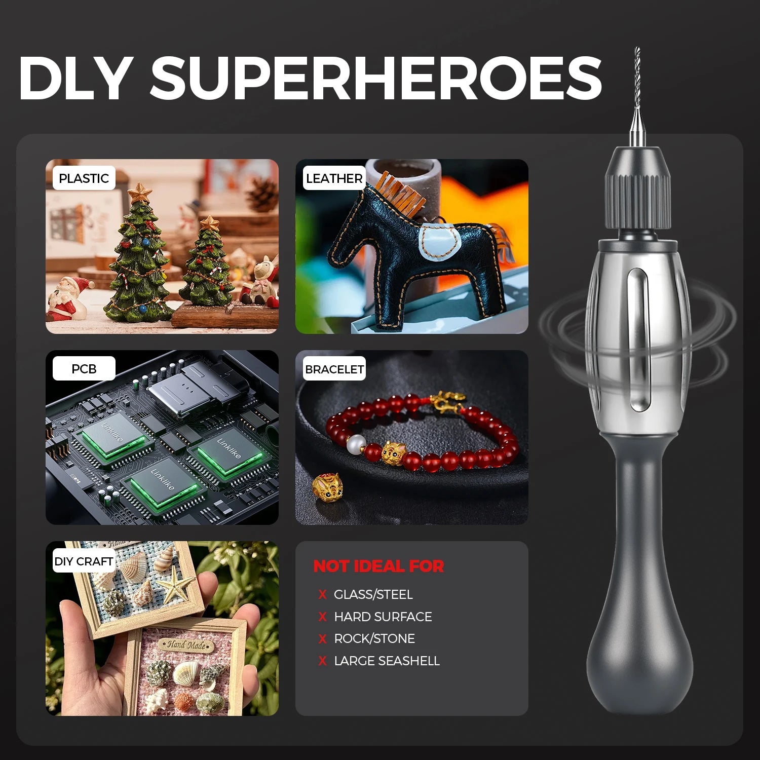 21-in-1 Screwdriver/Drill: non-slip grip, S2 bits, magnetic, quick swap. For jewelry, resin, wood, plastic housework, man's gift