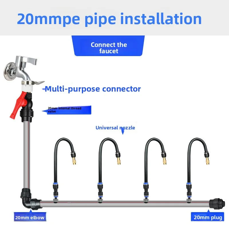 8mm PE Pipe Universal Automatic Irrigation Sprinkler Kit Rotating Copper Nozzle Watering Irrigation Patio Misting Cooling System