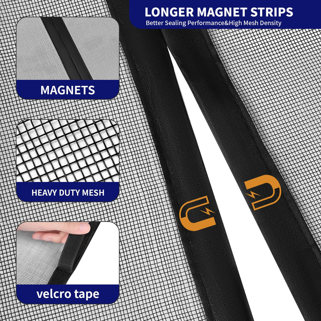Black Fibreglass Magnetic Door Screen CustomSize Mosquito Net Curtain Fly Insect Automatic Closing Invisible Mesh For Home Decor