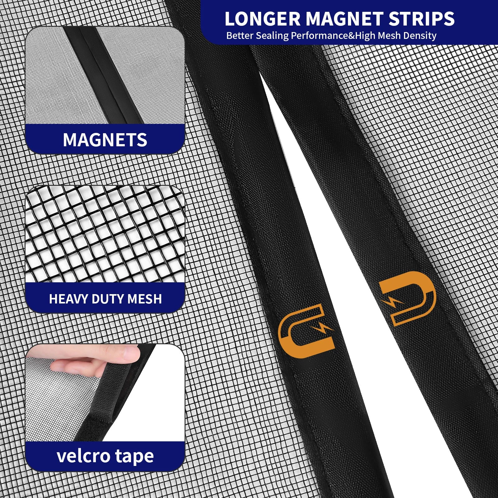 Black Fibreglass Magnetic Door Screen CustomSize Mosquito Net Curtain Fly Insect Automatic Closing Invisible Mesh For Home Decor