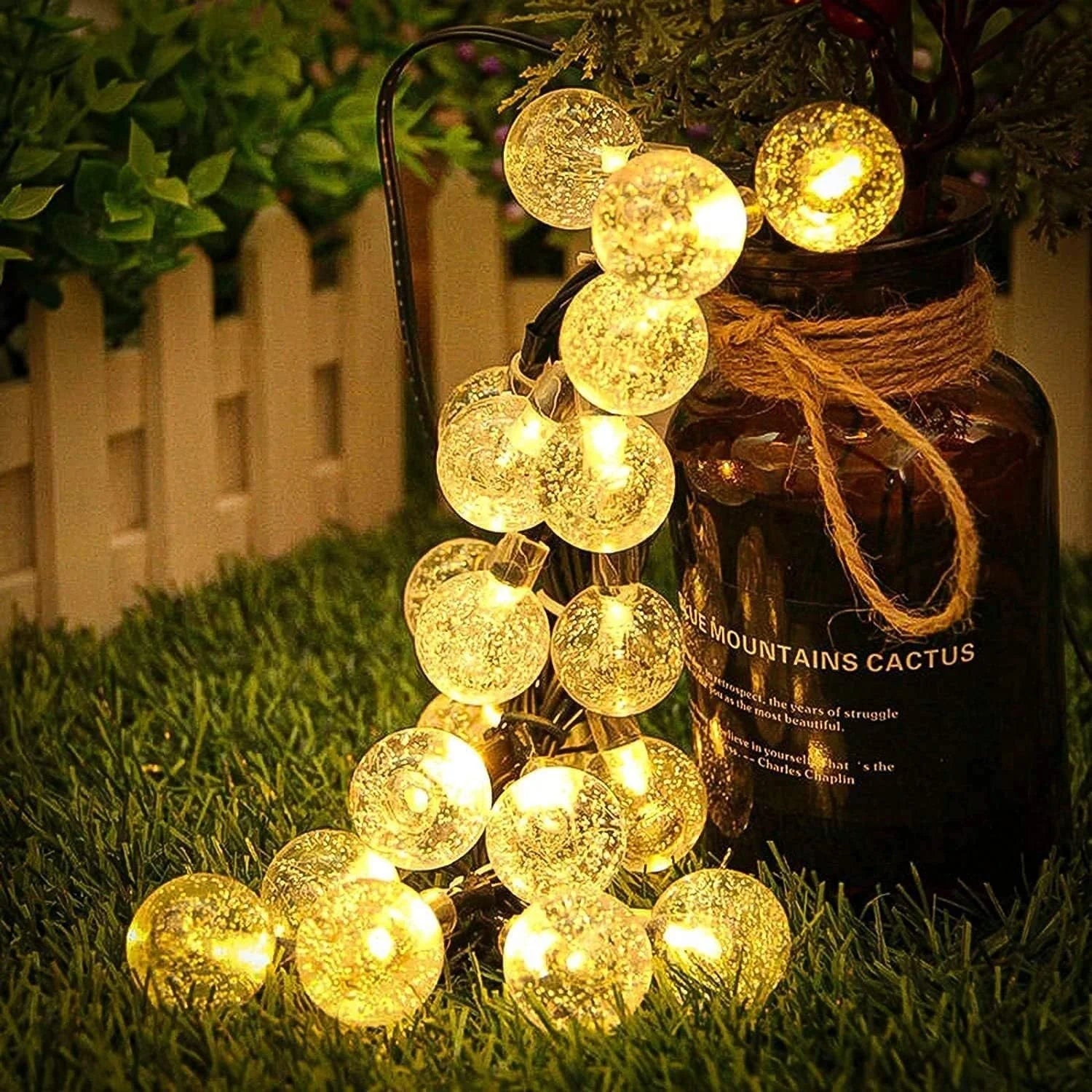 1 Pack 12M/39.37FT. 100 LED Solar Powered Bubble Ball String Light Indoor And Outdoor Decorative Lamp With 8 Lighting Modes Suitable For Home Holiday Park Party Wedding Birthday Festival Path Patio Decoration
