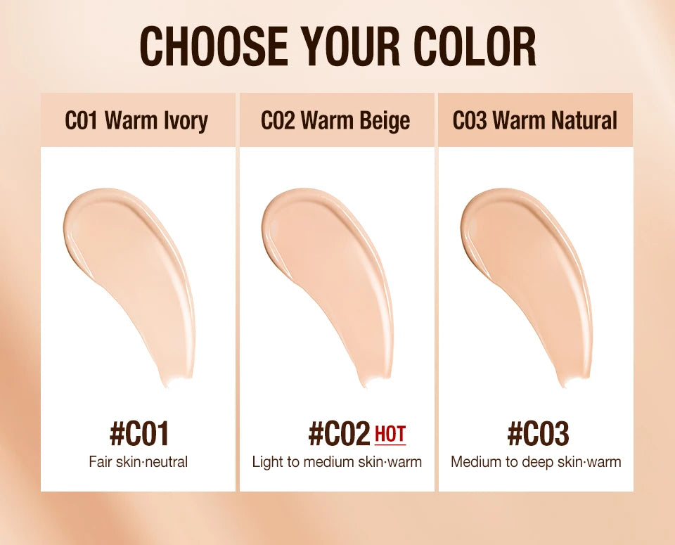 Tidesmit O.TWO.O high coverage liquid foundation with SPF30 waterproof concealer for flawless face makeup base